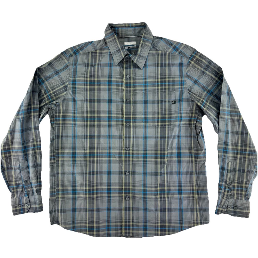 Marmot‎ Long Sleeve Button Up Shirt Mens Large Gray Plaid